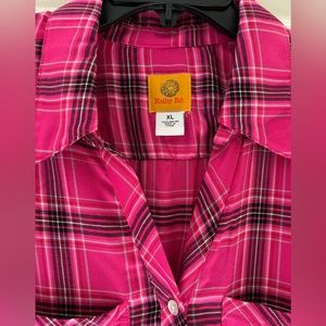Ruby Rd. Button Down Plaid Tunic Length Women’s Top